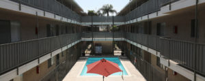 Pool area of Kendall Brook Apartments San Bernardino, CA