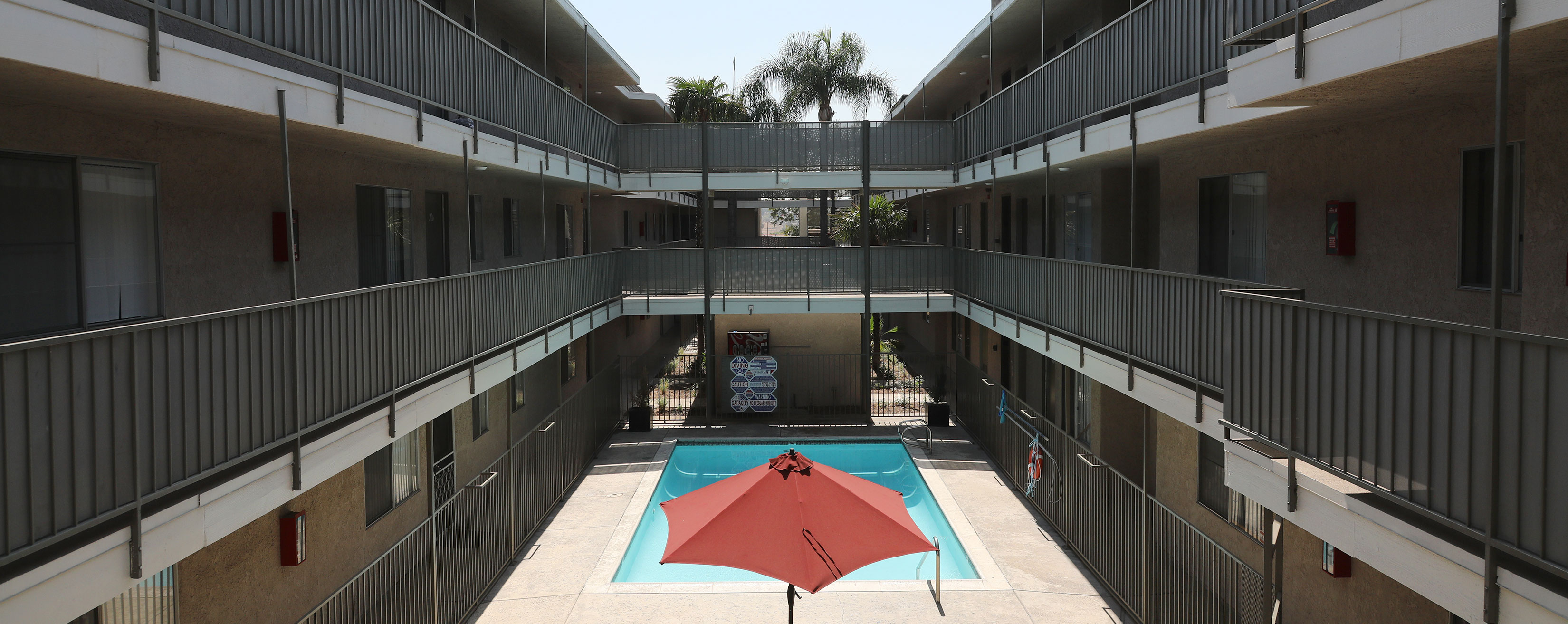 Pool area of Kendall Brook Apartments San Bernardino, CA